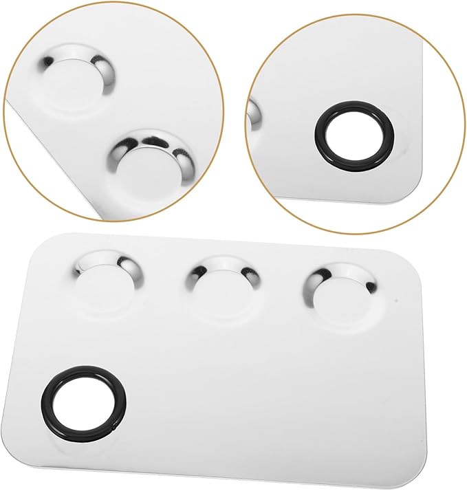 DEARMAMY Makeup Mixing Plate Small Palette Cosmetic Foundation Dish Beauty Face Tray Powder Pallets Mini Makeup Tool Accessories Foundation Plate Make up Plate Silver Stainless Steel