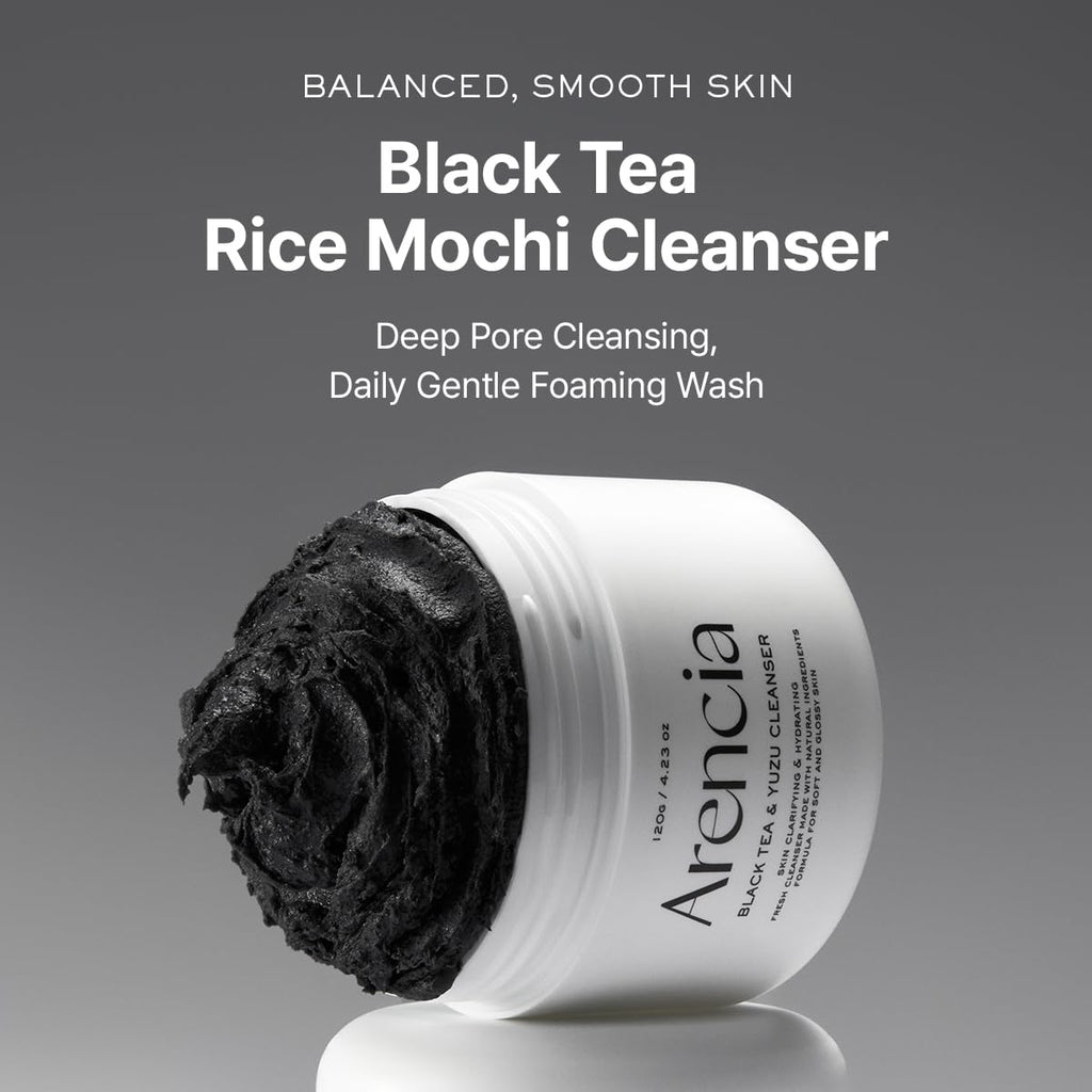 Arencia Black Tea Rice Mochi Face Cleanser, Deep-Cleansing, Pore Care, Sebum Control, Oily Skin 120g (4.23 oz)