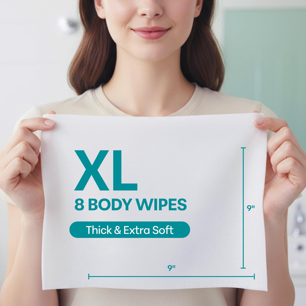 XL Body Wipe 9" x 9" Bath Wipes for Adults No Rinse - Thick Refreshing Shower Wash Cloth with Aloe Vera for Camping, Travel, Gym, and Caregiving - Durable Disposable Bath Cloths for Quick Hygiene