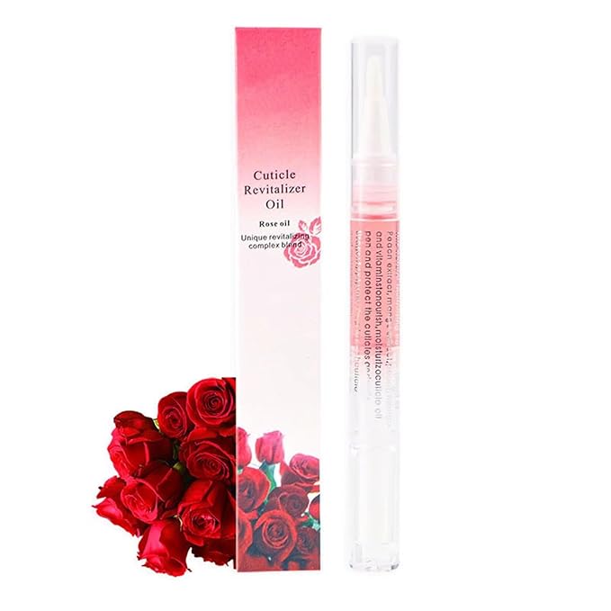 Yimart Set of 4pcs Rose Flavor Cuticle Revitalizer Oil Pen with Soft Brush,Nail Nutritional Cuticle Oil Pen For Anti-barb Finger Edge Nail Care Tool