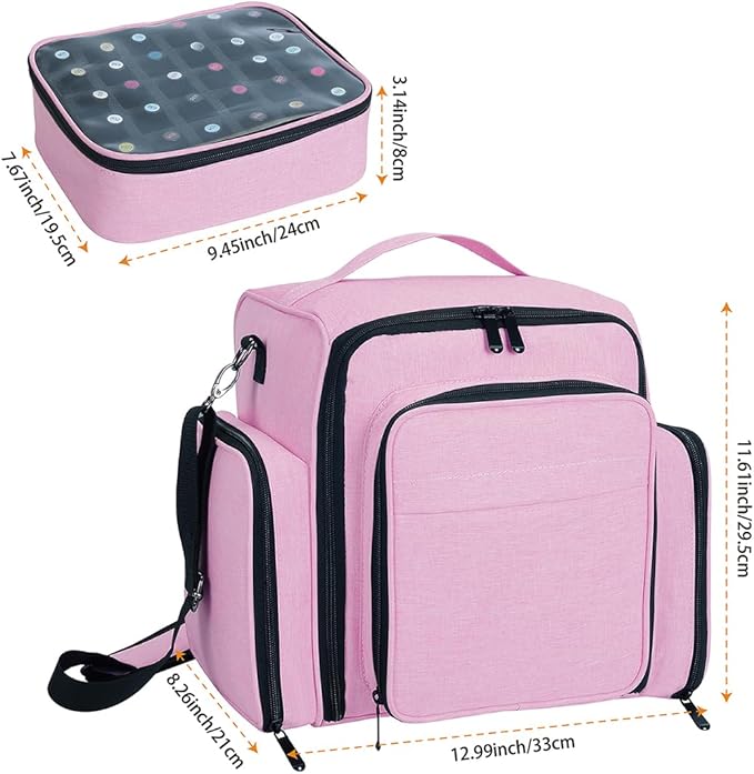 UOZL Nail Polish Organizer Case Hold 60 Bottles with 2 Detachable Bag,Pink