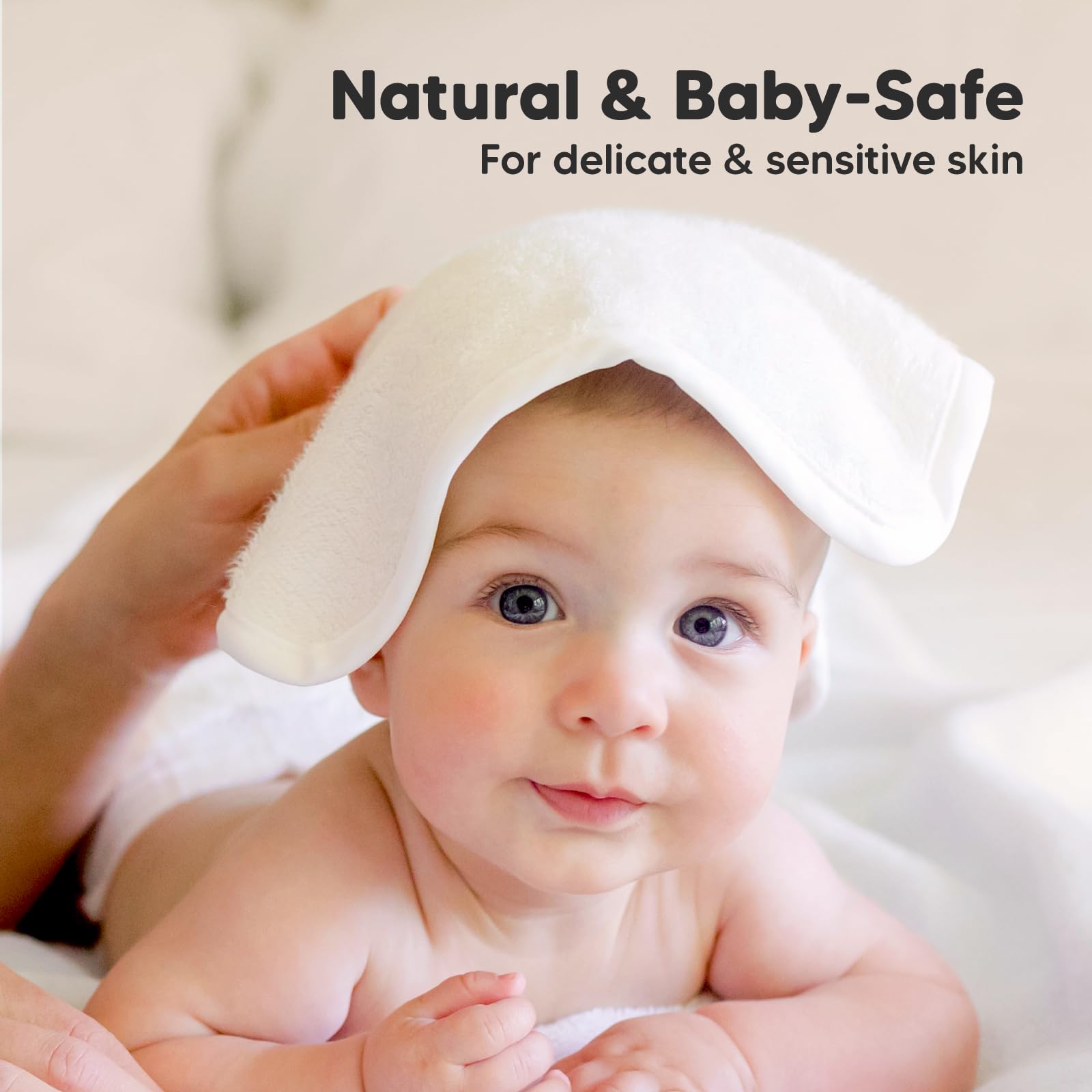 6-Pack Baby Washcloths, Soft Absorbent Washcloths for Face, Body (White/Stone)