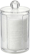 AkoSlale 10oz Cotton Round Holder with Lid - Clear Plastic Cotton Pad Dispenser for Bathroom Vanity, Shatterproof Countertop Organizer Apothecary Jar for Makeup Remover Pads & Skincare Routine