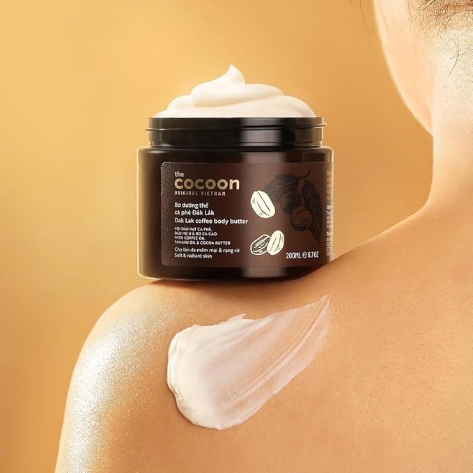 Cocoon Dak Lak Coffee Body & Face Care Set, Vegan Coffee Exfoliating Scrub and Body Butter Bundle for Smoother, Softer Skin, Hydrating Skincare Gift Set, 6.76 fl oz Each