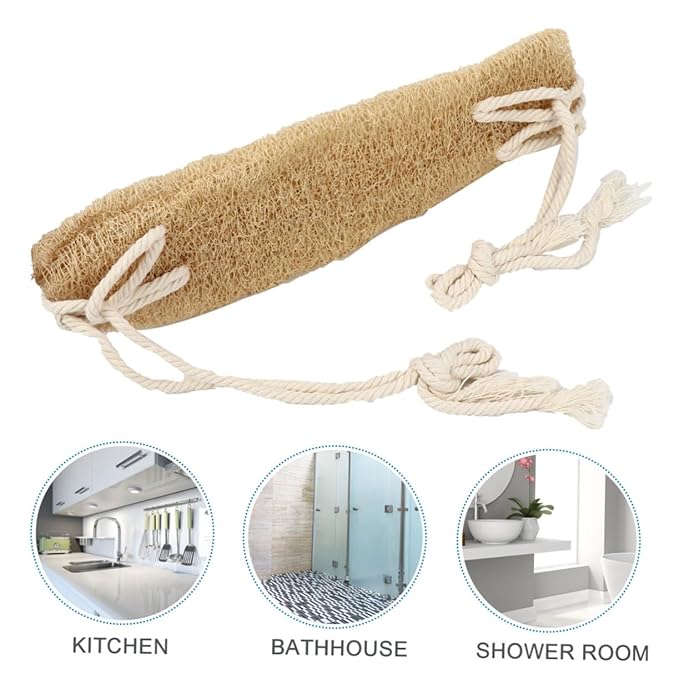 TOGEVAL Comfortable Double-Sided Exfoliating Bath Bands Loofah Back Brush Bath Body Strap Long Strap Body Cleaner