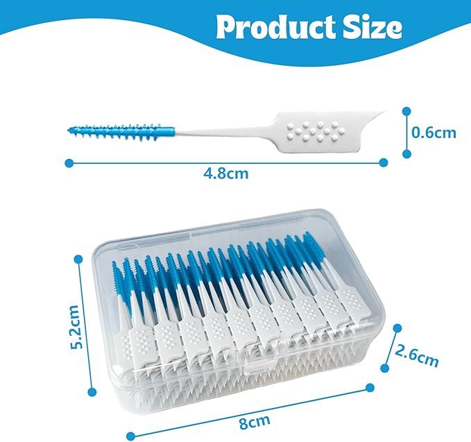 WQINX Dental Floss Picks Soft Silicone interdental Brush, Braces Brush, Floss Picks for Teeth, Disposable interdental Brush, Suitable for Cleaning Teeth Health (Blue, 160pcs)