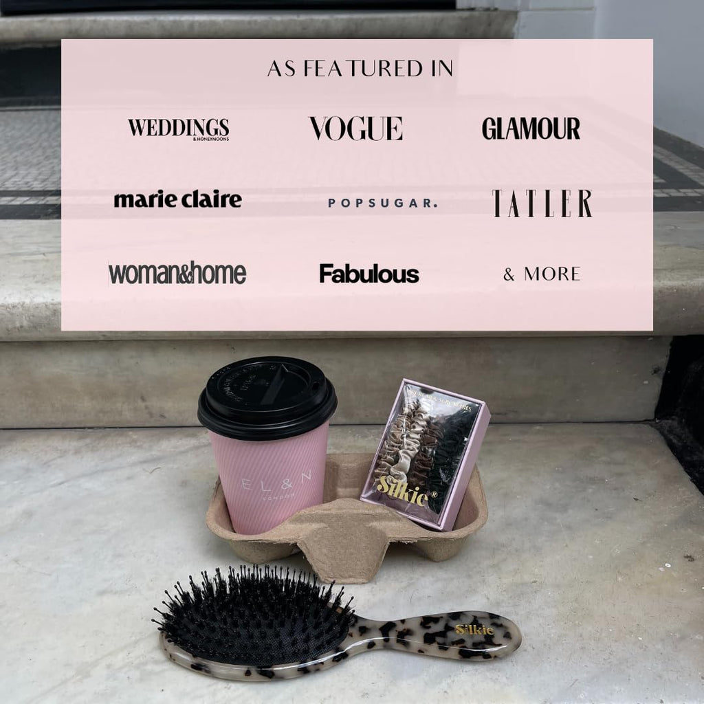 SILKIE x4 Set 100% Pure Mulberry Silk Black Brown Chocolate Pink Nude Neutral Skinny Scrunchies Travel Pouch Everyday Hair Ties Elastics Hair Care Ponytail Holder No Damage (Champagne)