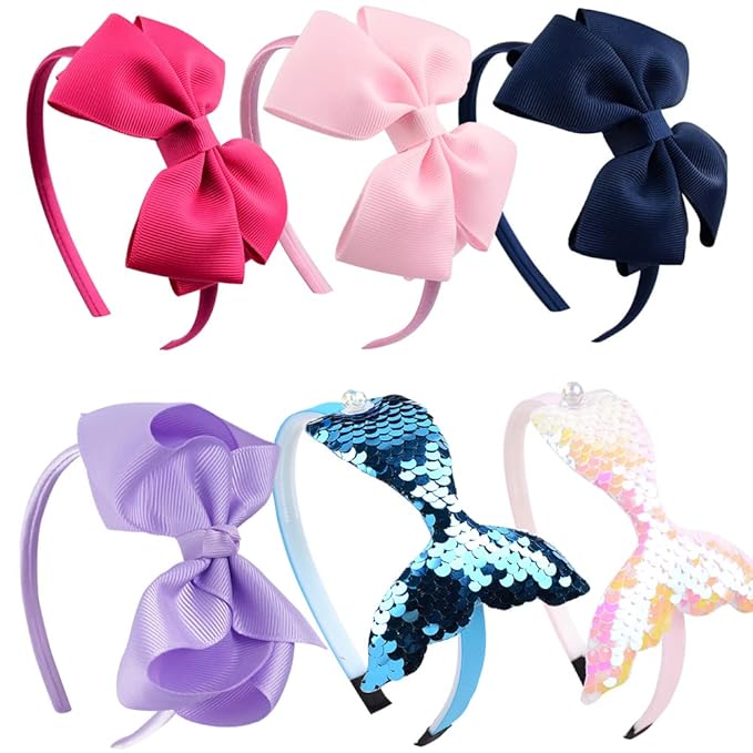 6 Pack Girls Headbands Glitter Kids Hair Accessories Bow/Heart/Star Shaped Sweet Hairband For Toddler/Girls/Teens