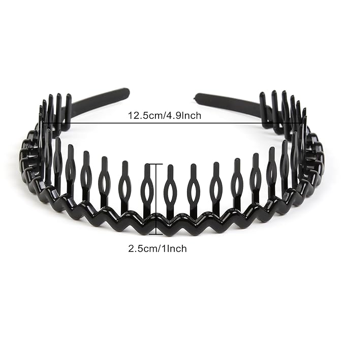 WOVOWOVO Plastic Hair Bands with Teeth, 4 Packs Thin Headbands for Women Girls Teens, Non Slip Hair Comb Head Bands Hair Accessories