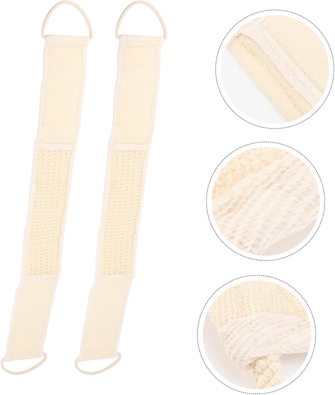 HAKIDZEL 2Pcs Exfoliating Bath Scrubber Shower Back Strap Spa Skin Cleaning Brush for Men Women for Reaching Hard to Access Areas for Smooth Skin