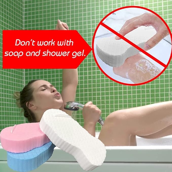 2 Pcs Magic Exfoliating Bath Sponge,3D Super Soft Body Exfoliating Bath Sponge for Adults Children and Pregnant Women Skin Friendly and Reusable. (Blue+Gray)