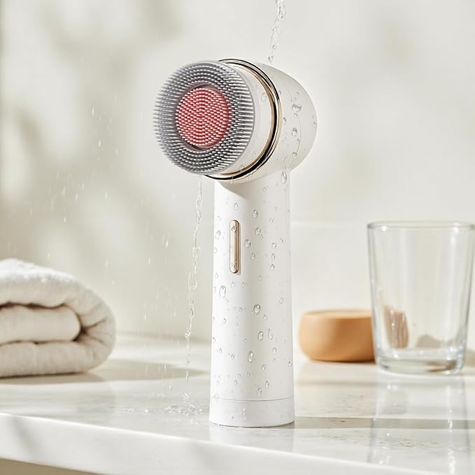 Teen Girls Electric Facial Cleansing Brush – Rechargeable Waterproof Dual Rotating Face Scrubber with 3 Interchangeable Heads, Soft Silicone Exfoliator, Perfect Skincare Gifts