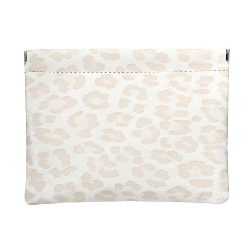 Ksriylm Leopard Leather Small Makeup Pouch for Women,Cosmetic Accessories,Waterproof and Portable Cosmetic Bag,Self-closing, No Zipper, Aesthetic Storage Pouch,Lipstick for Purse,Light Yellow