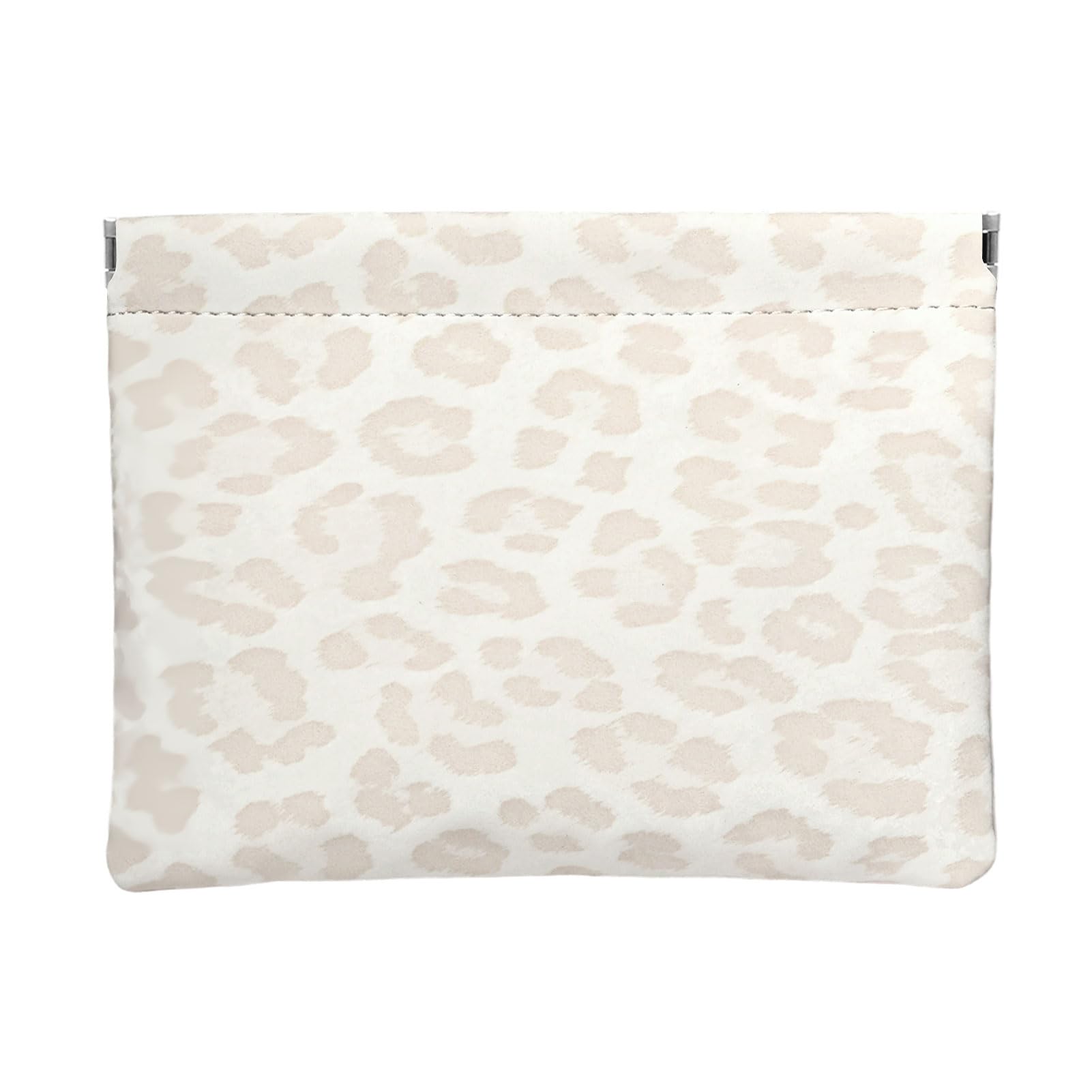 Ksriylm Leopard Leather Small Makeup Pouch for Women,Cosmetic Accessories,Waterproof and Portable Cosmetic Bag,Self-closing, No Zipper, Aesthetic Storage Pouch,Lipstick for Purse,Light Yellow