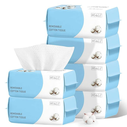 100 Count Disposable Face Towel, Biodegradable Facial Dry Wipes, Super Soft & Thick Face Cloth, Lint-Free Face Towelettes for Sensitive Skincare, Makeup Remover Dry Wipes, Facial Cleansing (4 Pack)