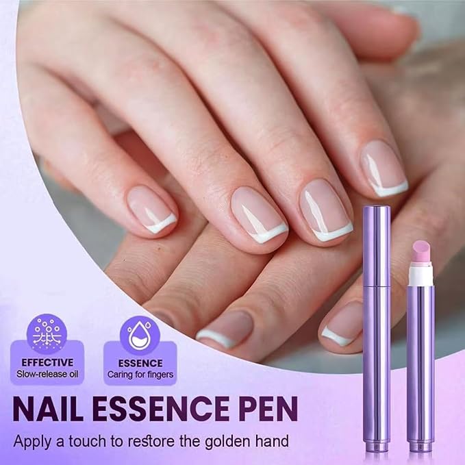 2PC 3-in-1 cuticle oil pen with ceramic tip, used for treating dry and damaged nails, and removing cuticles, Nail Care Pens for Manicure & Pedicure, Professional Salon Tools