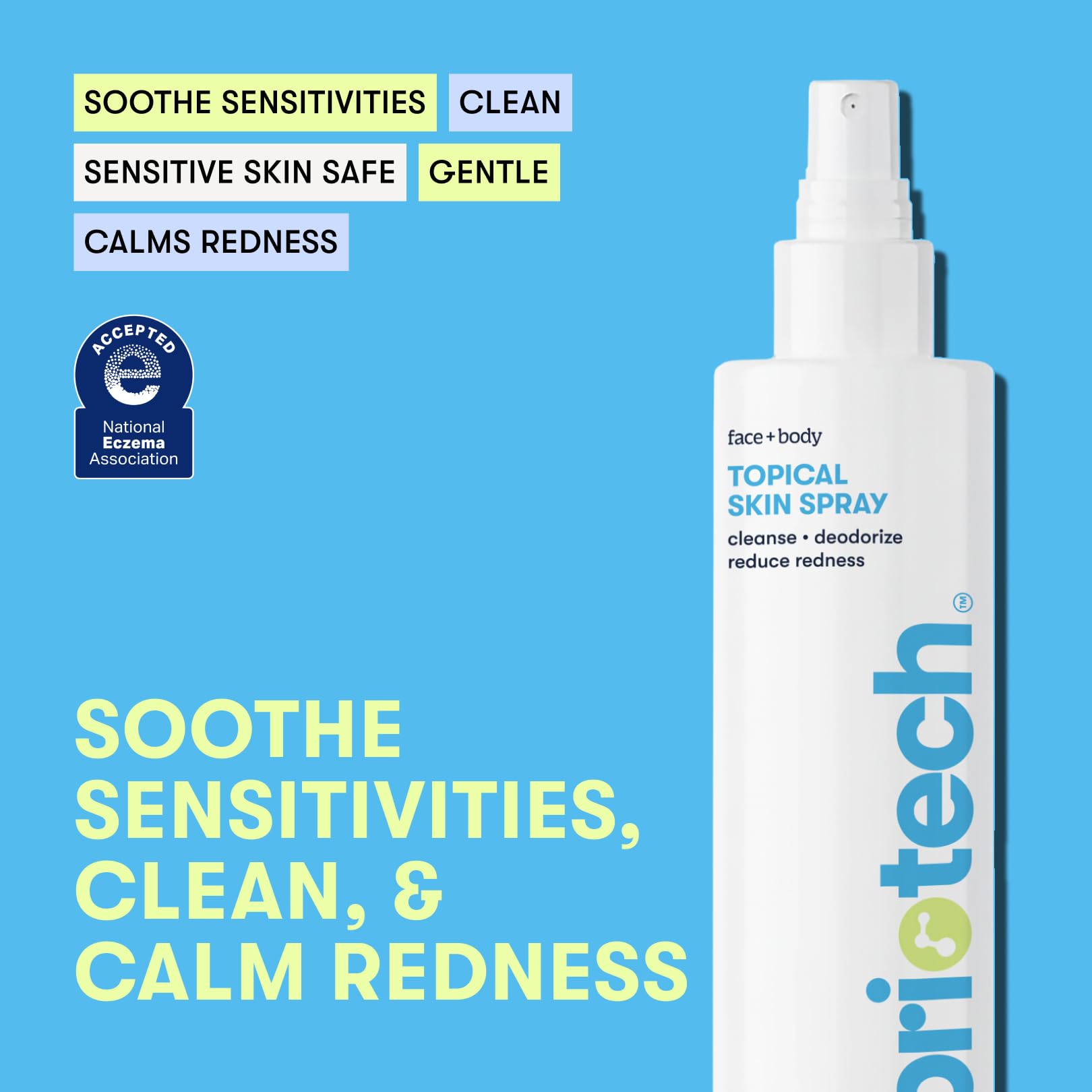 BRIOTECH Topical Skin Spray, Hypochlorous Acid Spray for Sensitive Skin, HOCl Facial Mist, Full Body Support Against Irritation, Calm Redness, Soothe Foot & Scalp, 2 oz Travel Size (2 Pack)