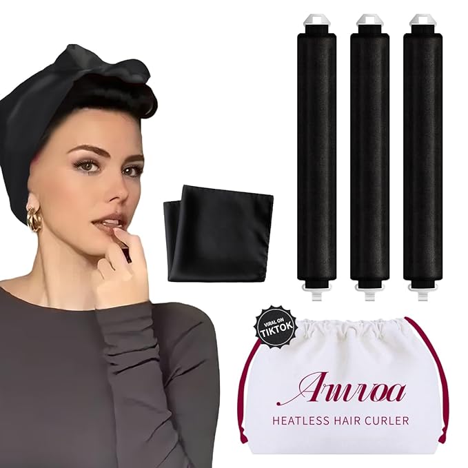 Heatless Hair Curler Heatless Curls Overnight Heatless Blowout with Luxury Cloth Bag satin Scarf, Curling Rod Headband to Sleep in No Heat Curling