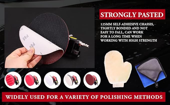 Rycubre pneumatic Air Sander 5/6 Inch DA Palm Sander for auto body, High Speed Random Orbital Sander for Woodworking & Auto Polishing (6 Inch)