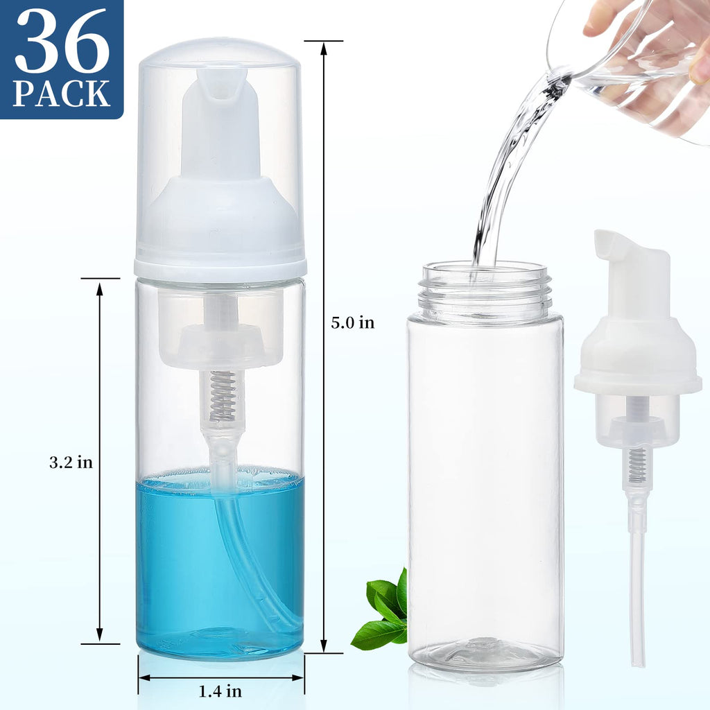 GliSun 36 Pcs Foam Pump Bottle 2oz Empty Refillable Mini Dispenser