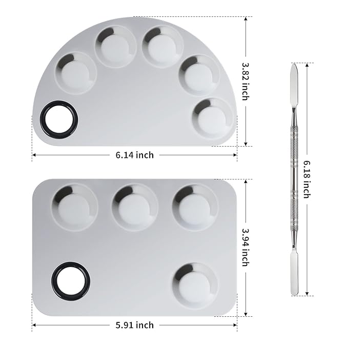 Penugo Professional Stainless Steel Makeup Palette,2 Pieces Cosmetic Palette with Spatula Tool, Nail-art Mixing Palette for Cosmetic Pigment Blending