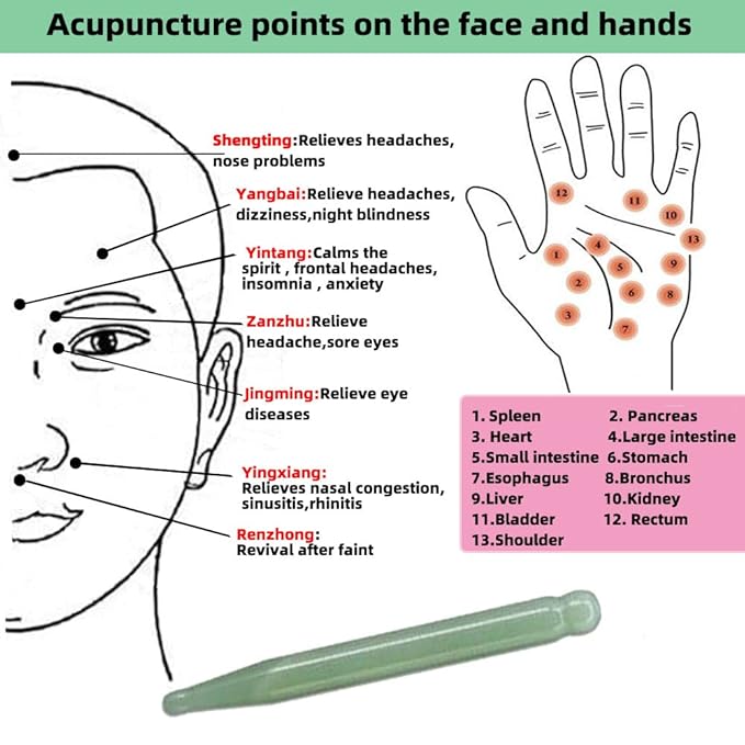 TOP SEWING Jade Acupuncture Pen Deep Tissue Gua Sha Massage Tools Natural Facial Tool Manual Acupuncture Massage Pen for Full Body