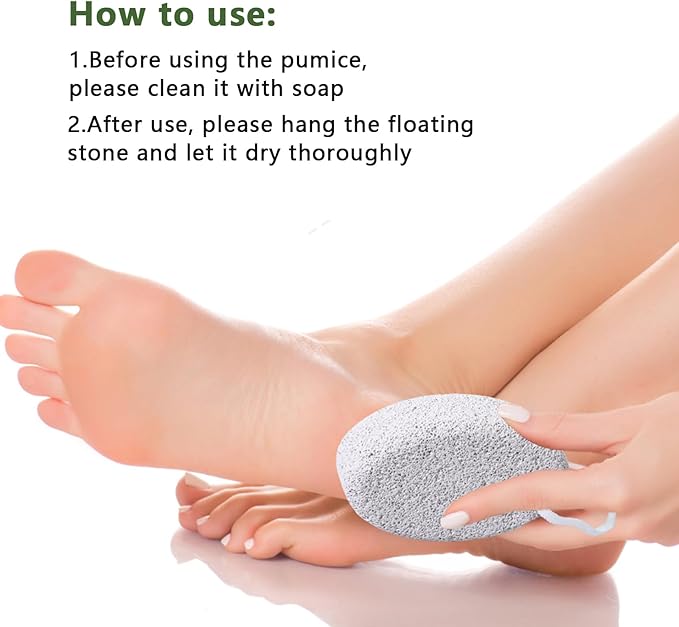 Natural Foot Pumice Stone for Feet, Borogo 2-Pack Lava Pedicure Tools Hard Skin Callus Remover for Feet and Hands - White
