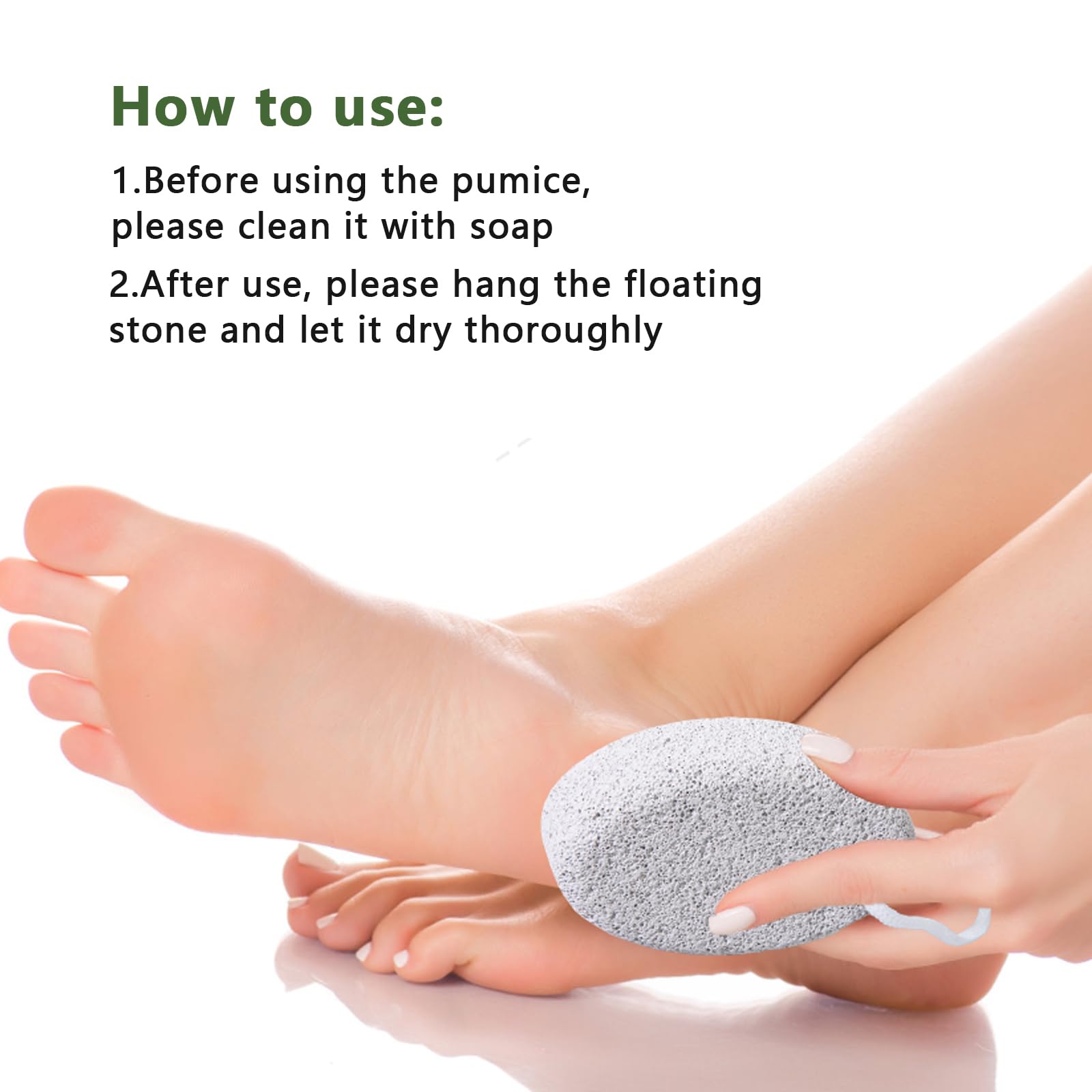 Natural Foot Pumice Stone for Feet, Borogo 2-Pack Lava Pedicure Tools Hard Skin Callus Remover for Feet and Hands - White