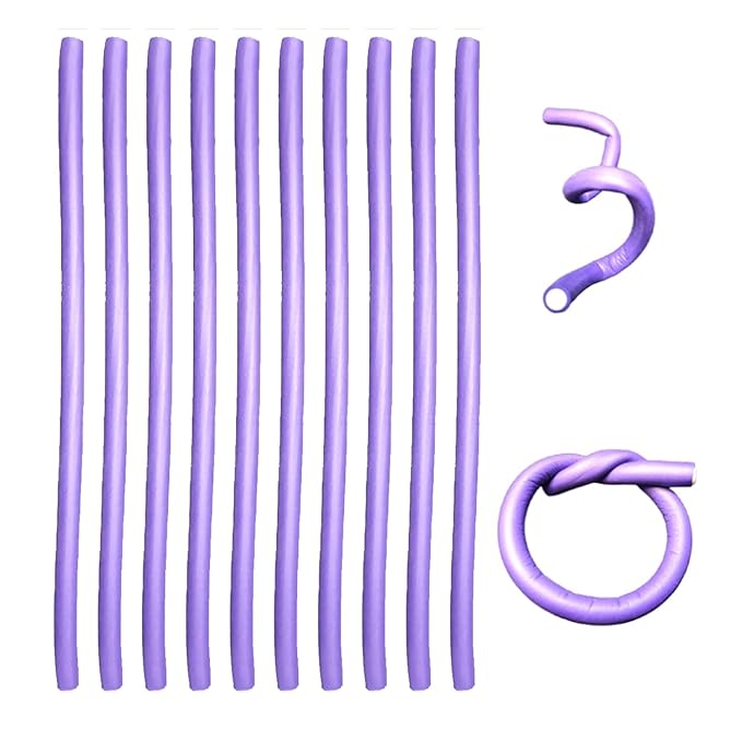 MEYIART 10 Pcs 9.45'' Purple Flexible Curling Rods Twist Foam Hair Rollers Soft Foam No Heat Hair Rods Rollers Curler for Women with Long and Short Hair (Purple, 0.31 x 9.45in)