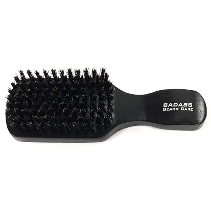 Badass Beard Care 100% Boars Hair Hardwood Frame Black Series Beard Brush For Men with Handle