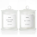 Ronasip Qtip Holder & Cotton Pad Dispenser, Bathroom Organizer and Storage Canisters, 16oz Glass Apothecary Jars for Kitchen, Restroom - Home Decor, Room Decor Aesthetic (2 Pack, Frosted White)
