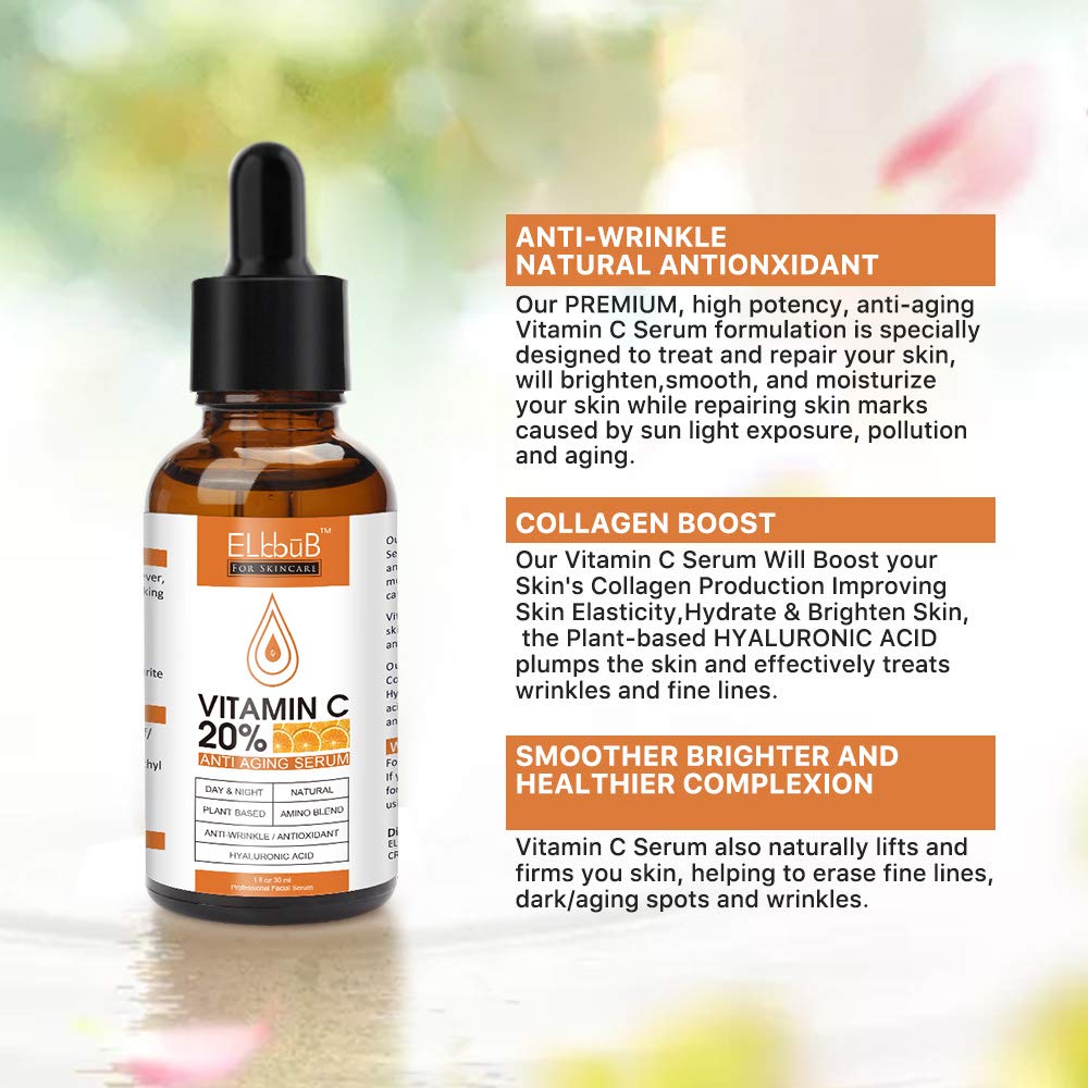Premium 20% 𝐯𝐢𝐭𝐚𝐦𝐢𝐧 𝐜 𝐬𝐞𝐫𝐮𝐦 - (2PACK) with Hyaluronic Acid, Retinol & Amino Acids - Boost Skin Collagen,Hydrate & Plump Skin, Anti Aging & Wrinkle Facial Serum