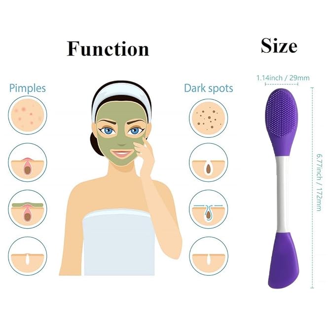 LASSKY Silicone Brushes,Double-Ended Silicone Face Mask Brush,Facial Cleansing Brush, Premium Soft Facial Masks Other Skin Care Applicator Tool for Cream, Body Lotion,Moisturizer (Purple)