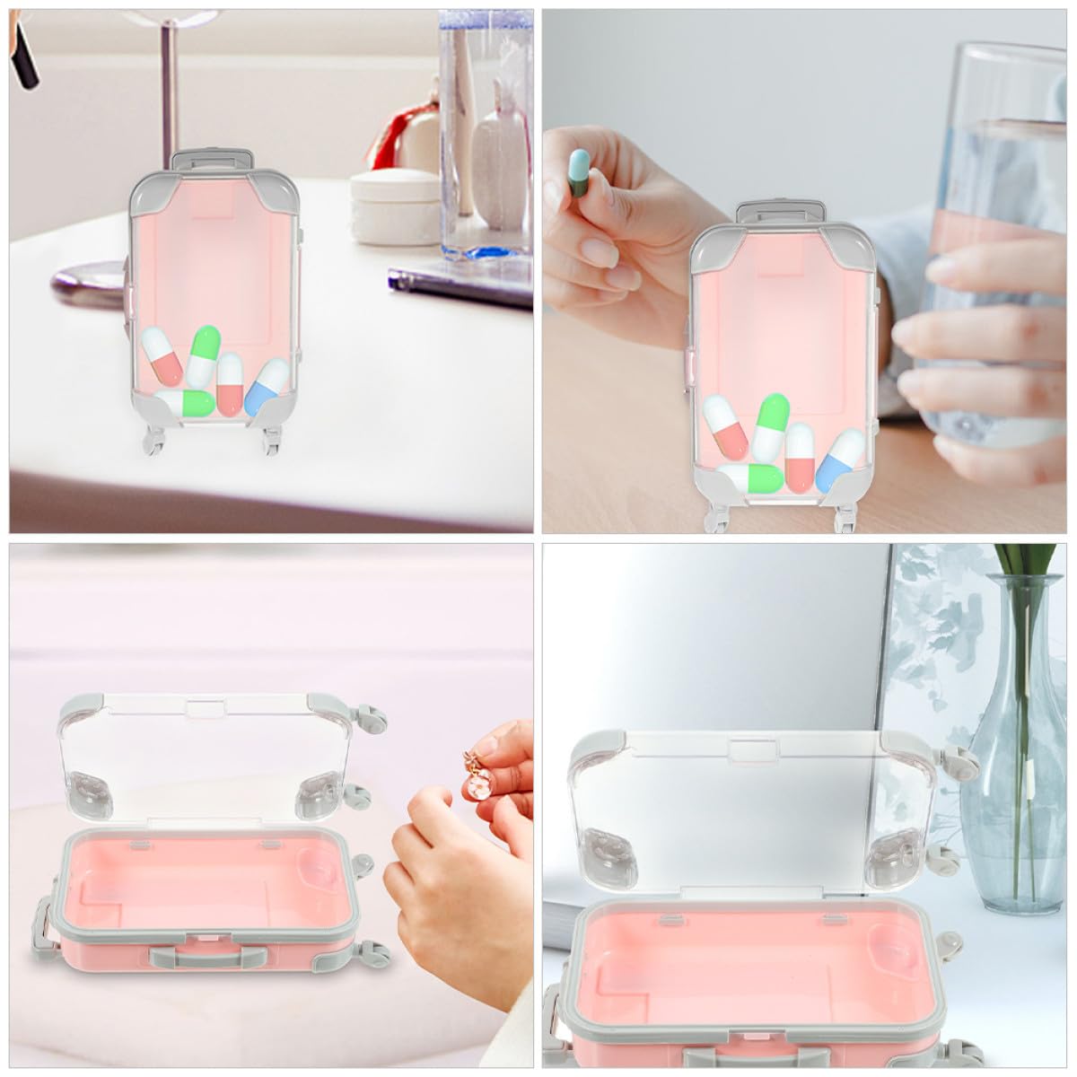 minkissy 2pcs ABS Mini Suitcase Makeup Tool Box for Travel Organizing