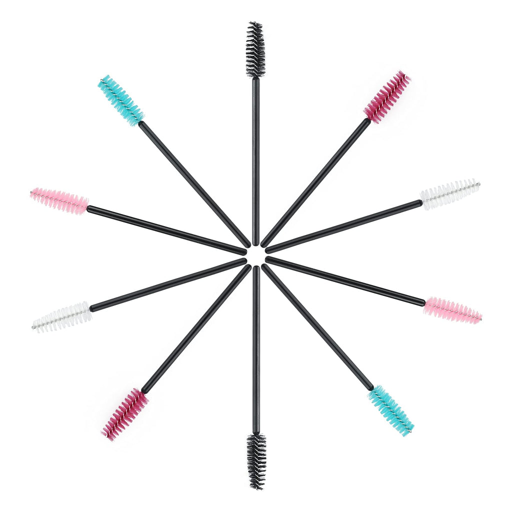 G2PLUS 100PCS Disposable Eyelash Brushes, Adjustable Mascara Wands Makeup Applicator, Lash Spoolies Brushes for Eyelash Extensions and Eyebrows (Multi-colored)