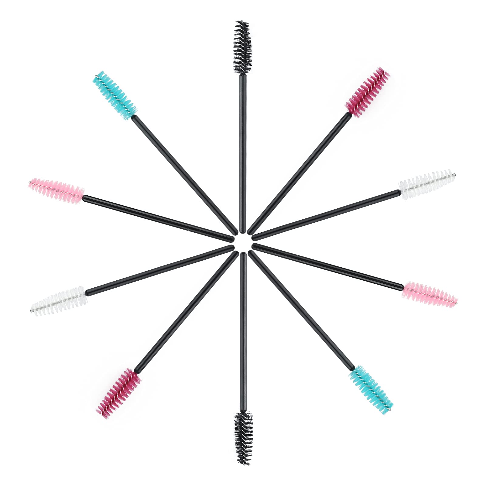 G2PLUS 100PCS Disposable Eyelash Brushes, Adjustable Mascara Wands Makeup Applicator, Lash Spoolies Brushes for Eyelash Extensions and Eyebrows (Multi-colored)