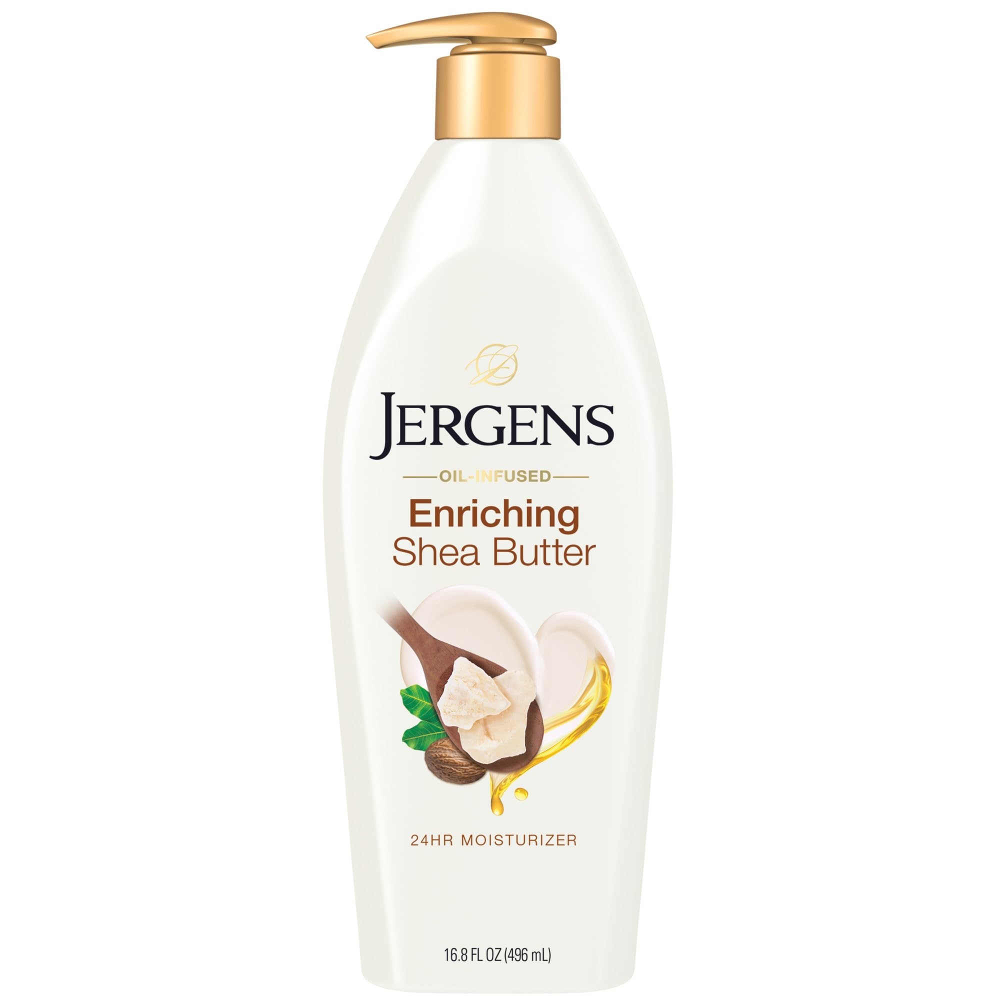 Jergens Shea Butter Body Lotion, Deep Moisturizer for Dry Skin, 16.8 fl oz