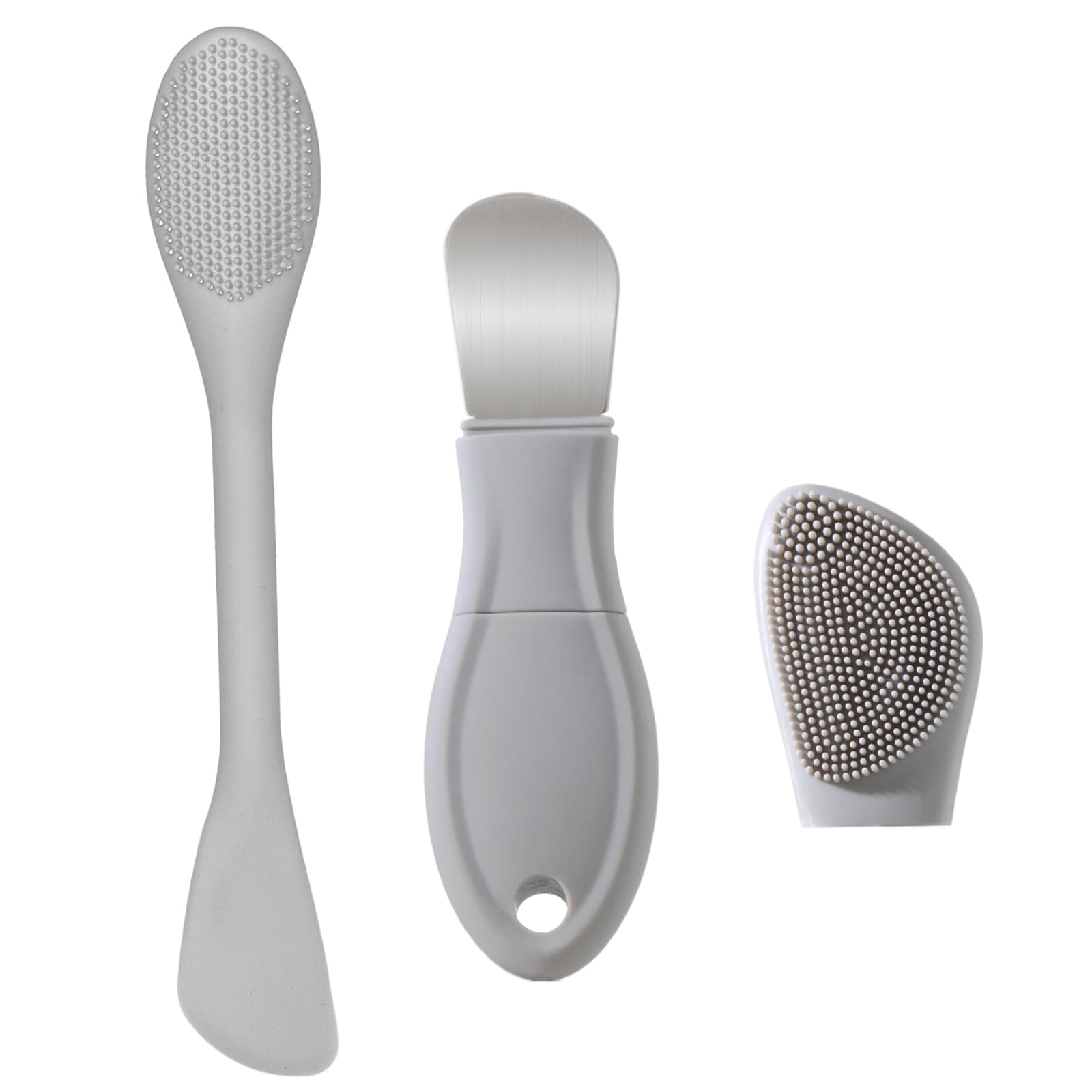 Blackhead Remover Tools, 2 in 1 Face Scrubber Black Head Remover for Face Nose, Silicone Face Mask Applicator Pore Cleaner Spatula Brush for Daily Skin Care, Deep Clean Master for Women Men (Gray)