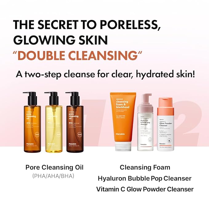Hanskin BHA Pore Cleansing Oil - Korean Deep Pore Cleansing Makeup & Sebum Remover XL for Oily & Combination Skin, Lightweight Double Cleansing Oil, 10.14 oz