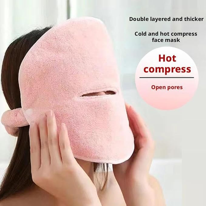 Face Steaming Towel,Hot Compress Face Towel Masks,Reusable Face Masks Skincare Facial Steamer Towel for Hot Cold Skin Care,Towel Steamer for Facials,Spa Towels Beauty Facial Towel for Women (A)