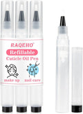 RAQEHO Cuticle Oil Pen Refillable - Empty Nail Oil Pen with Brush Tip Reusable Press Applicator Transparent Cosmetic Containers for Nail Oil Eyelash Growth Liquid Cosmetic Lip Gloss (3 Pack 6ml)