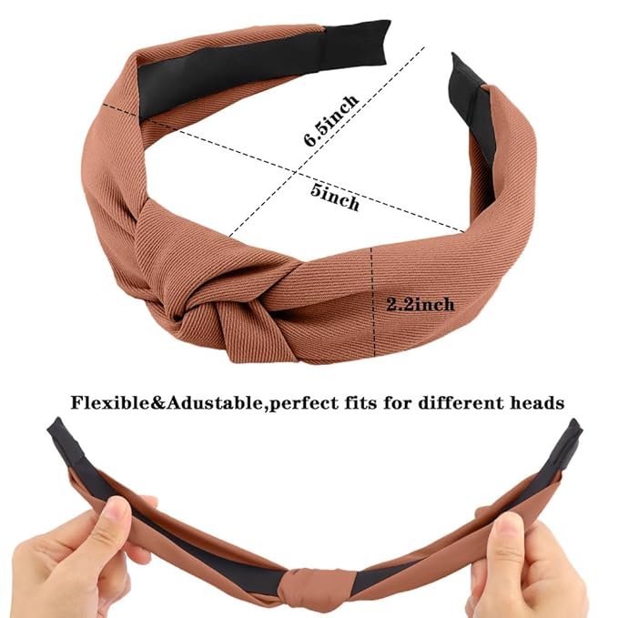 AHONEY 5 Pack Red Knotted Headbands for Women Girls Trendy Fashion Thick Headbands Top Knot Non Slip Cute Hair Accessories Headband Pack Diademas Para Mujer