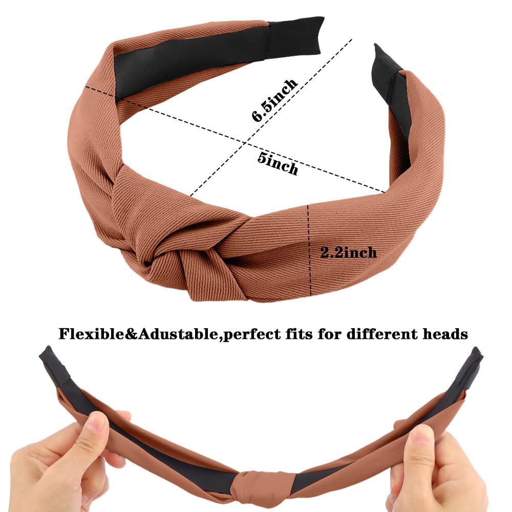 AHONEY 5 Pack Red Knotted Headbands for Women Girls Trendy Fashion Thick Headbands Top Knot Non Slip Cute Hair Accessories Headband Pack Diademas Para Mujer