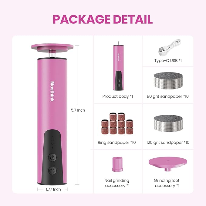 Electric Foot Callus Remover, 2 in 1 | 6 Speed Adjustable Foot File Nail Grinder with Sandpaper Disks, Professional Sander Pedicure Tool for Feet Dead Skin, Self Care Gifts for Women Mom Lover Friends