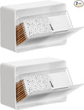Qtip Holder, 2 Pack Wall Mount Qtip Holder Organizers for Bathroom Cotton Swabs, Balls, Cosmetic Cotton Pads, Dental Floss Storage - White