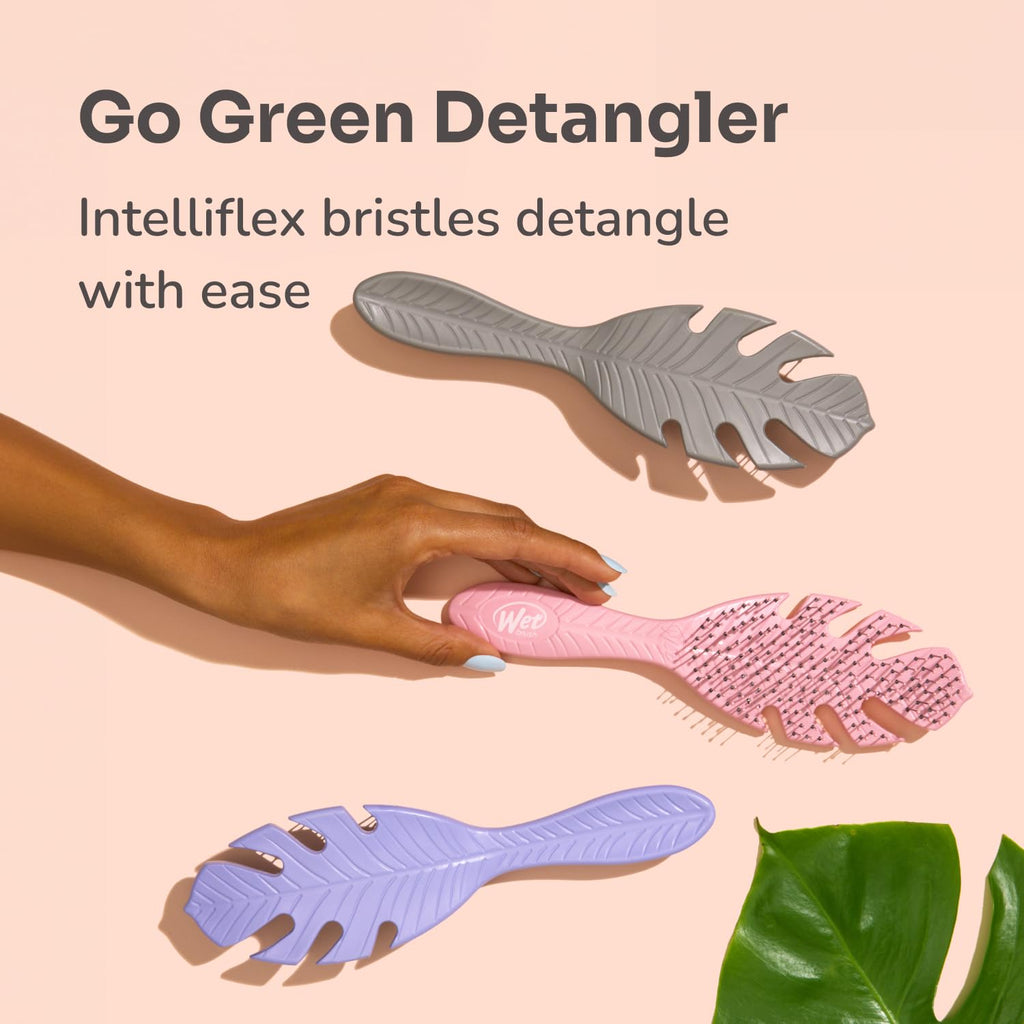 Wet Brush Go Green Hair Detangler Brush, Pink - Detangling Hair Brush - Ultra-Soft IntelliFlex Bristles Glide Through Tangles & Gently Loosens Knots While Minimizing Pain, Split Ends & Breakage