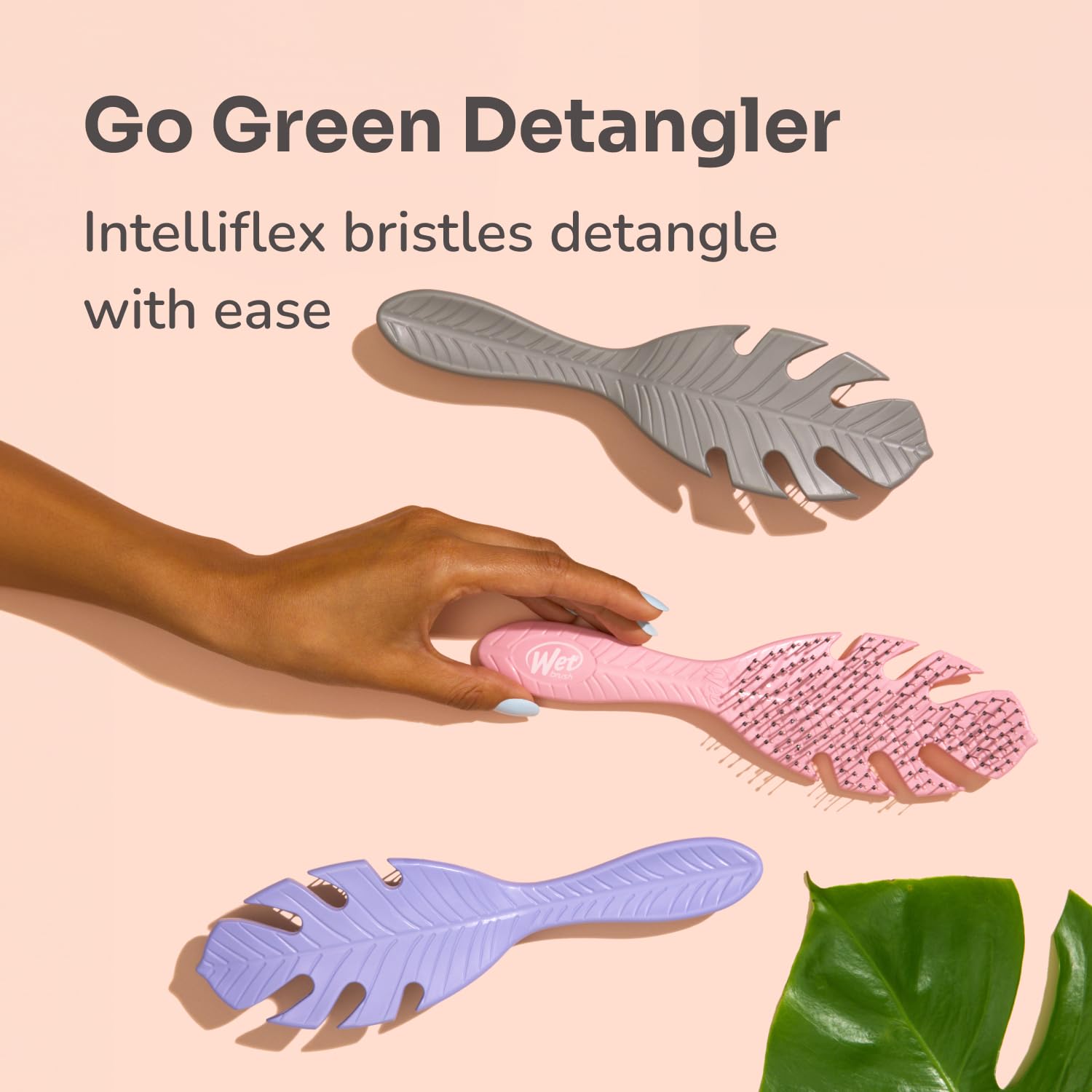 Wet Brush Go Green Hair Detangler Brush, Green - Detangling Hair Brush - Ultra-Soft IntelliFlex Bristles Glide Through Tangles & Gently Loosens Knots While Minimizing Pain, Split Ends & Breakage