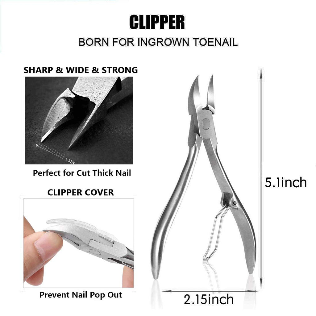 Ingrown Toenail Tool Ingrown Toenaill Clippers (9PCS), Professional Toe Nail Clipper Set for Ingrown & Thick Nail, Stainless Steel Ingrown Toenail Kit