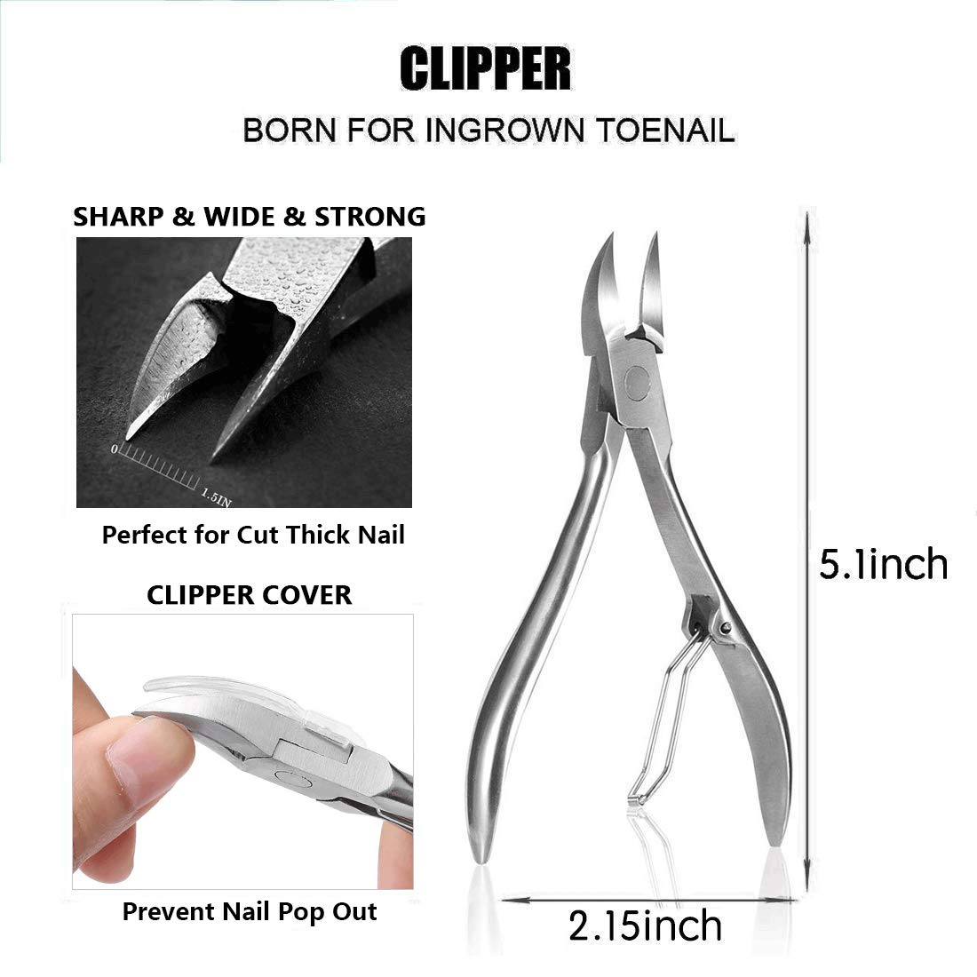 Ingrown Toenail Tool Ingrown Toenaill Clippers (9PCS), Professional Toe Nail Clipper Set for Ingrown & Thick Nail, Stainless Steel Ingrown Toenail Kit