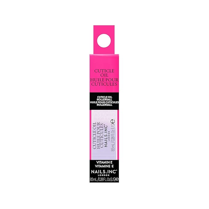 Nails Inc Vitamin E Cuticle Oil Rollerball, Strengthens Cuticles, Intense Hydration, Ultra Moisturizing, Fast Absorbing, Helps With Cracking And Hangnails, Mess Free, Travel Sized, 0.28 Fl Oz